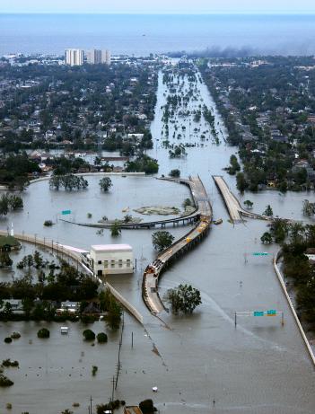 A photograph of flooding in New Orleans in the aftermath of Hurricane Katrina in 2005. Such not-so-natural disasters reveal how well-established metrics of environmental risk are being up-ended by climate change. Source: US Coast Guard.