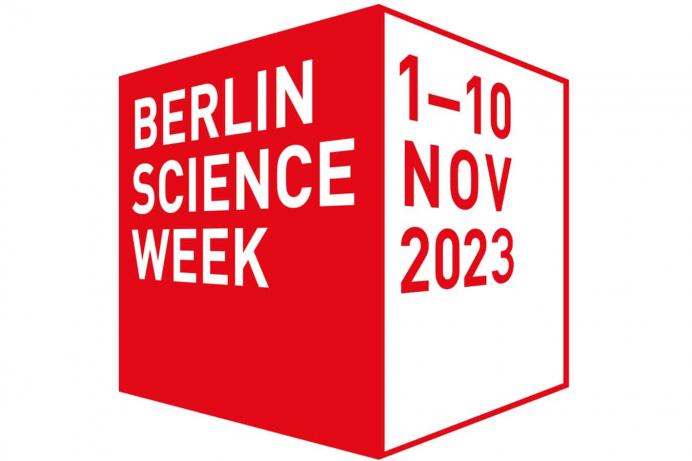 red and white logo for Berlin Science Week 2023