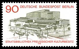The Staatsbibliothek on a stamp in its opening year: a complex net of information infrastructures. Source: Public domain.