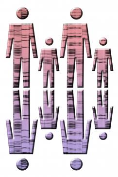  People with DNA fingerprints - artwork. Dan Salaman. Attribution-NonCommercial 4.0 International (CC BY-NC 4.0)