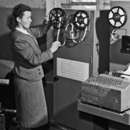Figure 1: A typesetting system for automatic data entry into the linotype machine made by the laboratory for the mechanization of information work at the Institute of Scientific Information (Moscow, December 1959). Courtesy of the Russian State Archive of Documentary Films and Photographs, Moscow.
