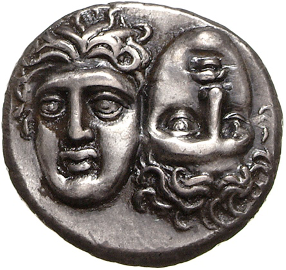 Silver drachma minted by the city of Istros on the Black Sea, c. 400-350 BCE
