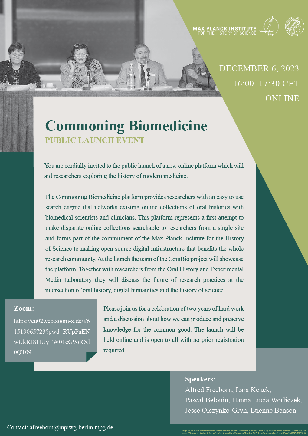 Flyer of the Commoning Biomedicine Public Launch Event (all information provided on the page)