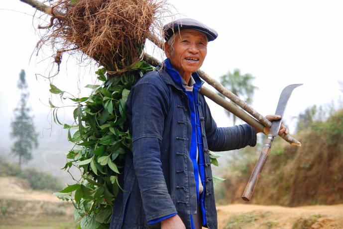 Farmer of the Hani minority near his village of Puduo, Yuanyang county