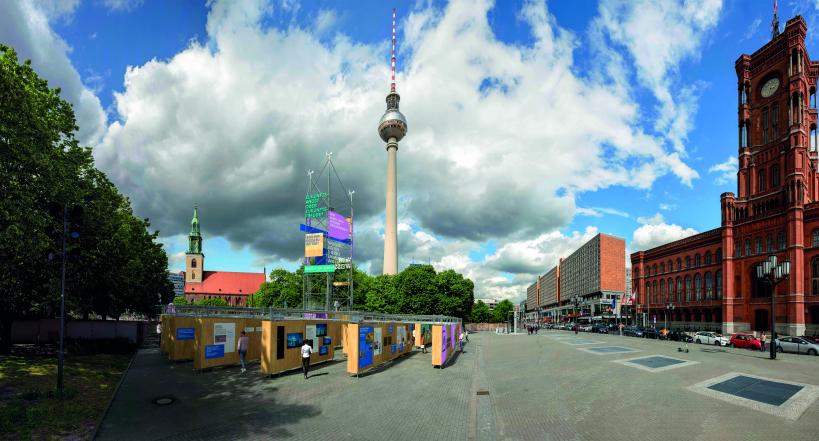 Wissensstadt Berlin exhibition in front of the TV Tower