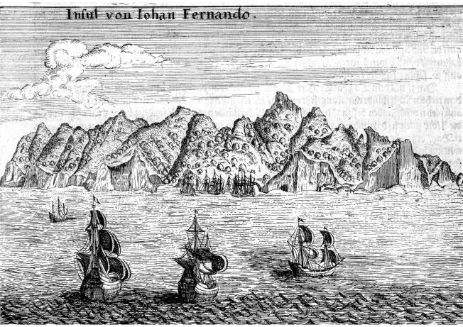 Engraving of Robinson Crusoe Island