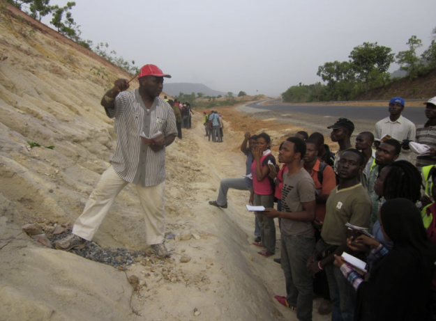 Prof. Akande with his students in the field on one of the North-South traverses in the North Central Nigeria.