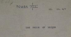 Cover page of the file “The Price of Brides.” NHBS 17/I/6. Western Pacific Archives, University of Auckland Library.