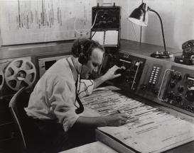 Headphones were among the technological objects used for listening and evaluating jamming noise levels behind the Iron Curtain. Information about radio sound clarity was essential for Radio Free Europe during the Cold War. Photo courtesy of Vera and Donald Blinken Open Society Archives.