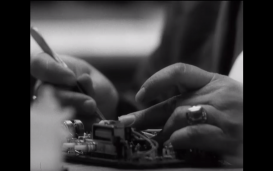 Polish factory workers crafting a tape deck (1980s). Source: Screenshot from “Los Lubartów” (“The Fate of Lubartów,” 1991)