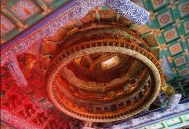 wooden ceiling in Buddhist temple