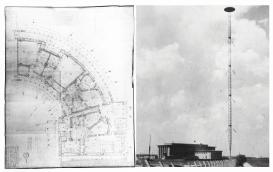 Left: Fragment of the floor plan of the Funkhaus Berlin-Nalepastrasse, Block B. Right: Deutschlandsender III.