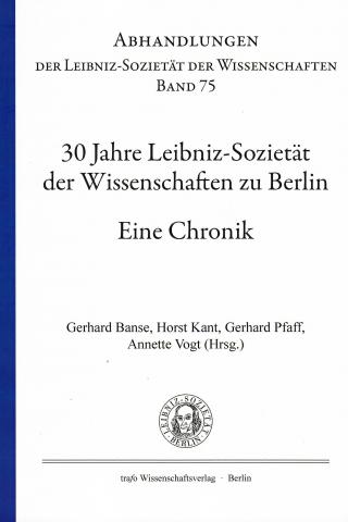 book cover: banse/ Kant/ Pfaff/ Vogt: 30 Jahre Leibniz-Sozietät (2023)