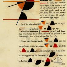 Oliver Byrne, The First Six Books of the Elements of Euclid in Which Coloured Diagrams and Symbols Are Used Instead of Letters for the Greater Ease of Learners. London: William Pickering, 1847.
