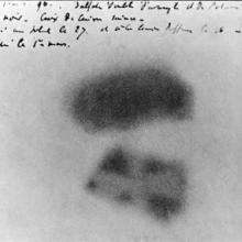 Photograph made by Henri Bequerel “observing” the radioactivity emitted from a uranium salt.