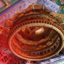 wooden ceiling in Buddhist temple