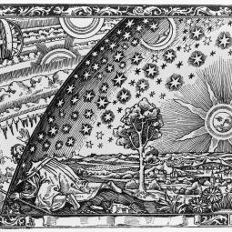 drawing of dun and stars above Earth